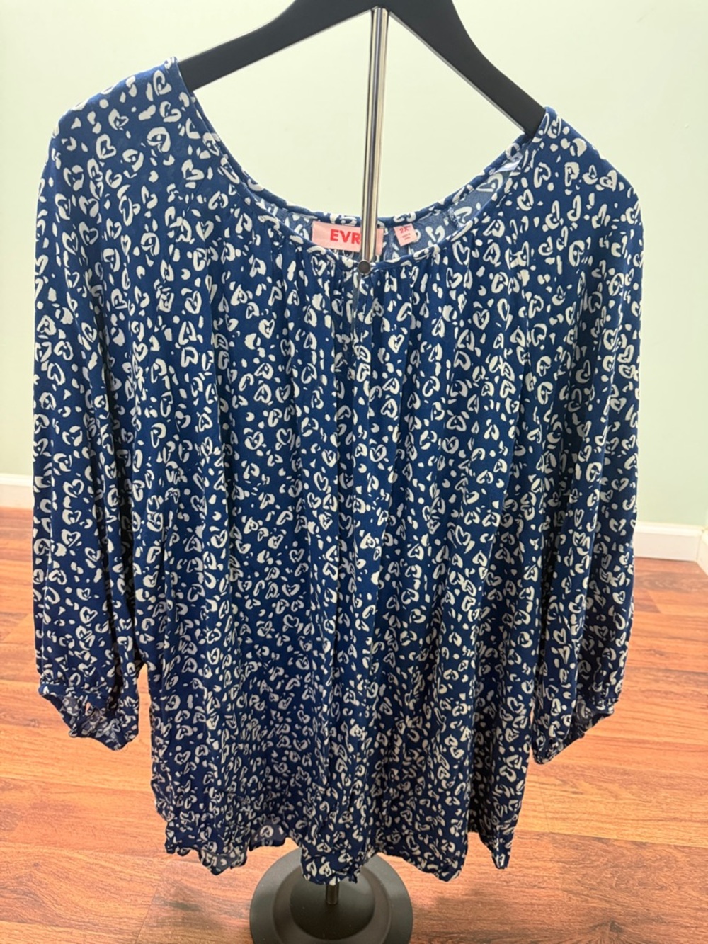 EVRI Navy and White Printed Peasant Tunic